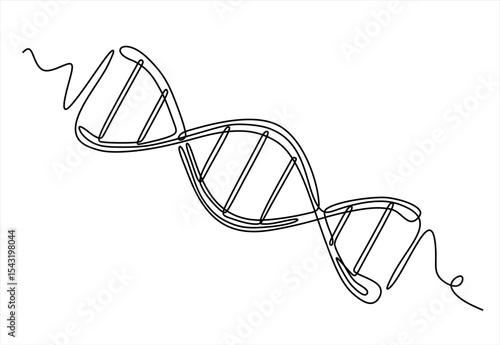
DNA continuous one line drawing. Scientist and research concept. Hand drawn one line vector. Editable stroke