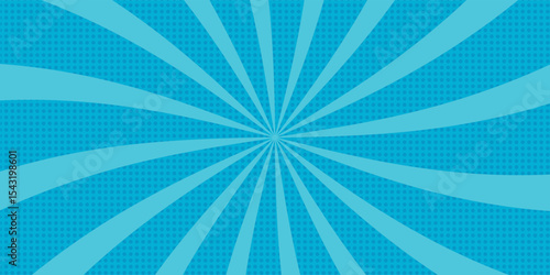 Blue comic background with sun burst and dots. high quality comic book style background. pop art background