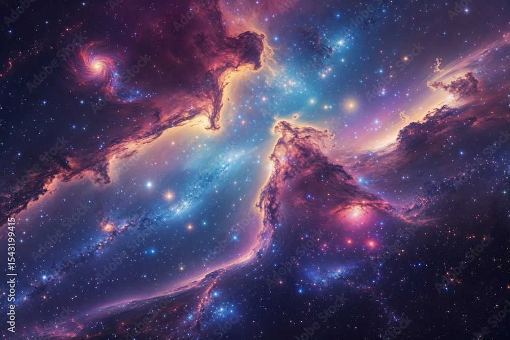 Fototapeta premium Stunning Galactic View of Cosmic Star Formations and Universal Aesthetics