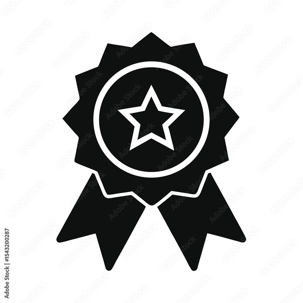 Black and White Award Ribbon with Star Black and White Award Ribbon with Star