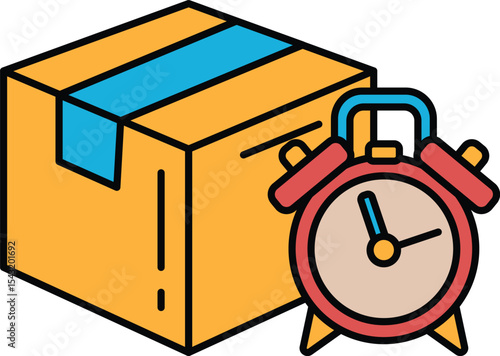 A box with a clock on it