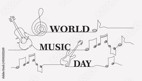 Hand drawn of World music day, vector illustration