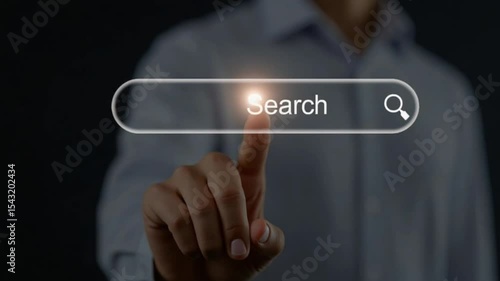 Searching Browsing Internet Data Information Networking Concept,Businessman touch screen a search box for information on the Internet. finding data, information