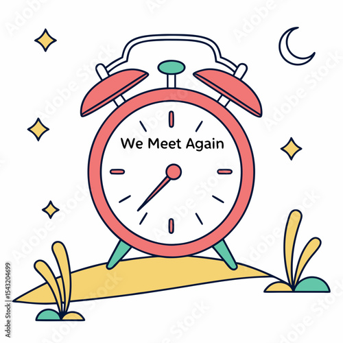 Cute alarm clock night scene we meet again sweet dreams