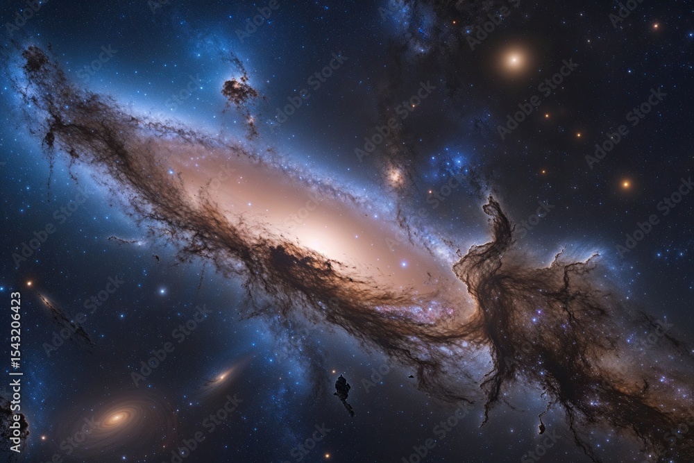 Naklejka premium Radiance of Remote Space Nebulae and Galaxies in the Universe