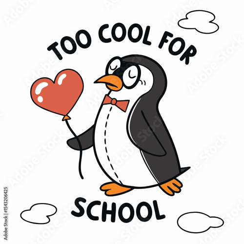 Cute penguin too cool for school cartoon illustration