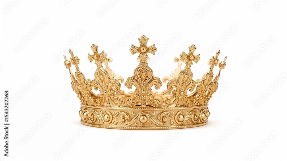 Obraz premium King or queen golden crown over white background, no shadow