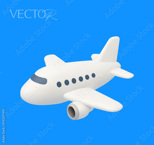 Wallpaper Mural 3d minimal airplane icon, isolated on background. 3d airplane in vector illustration. Vector illustration Torontodigital.ca
