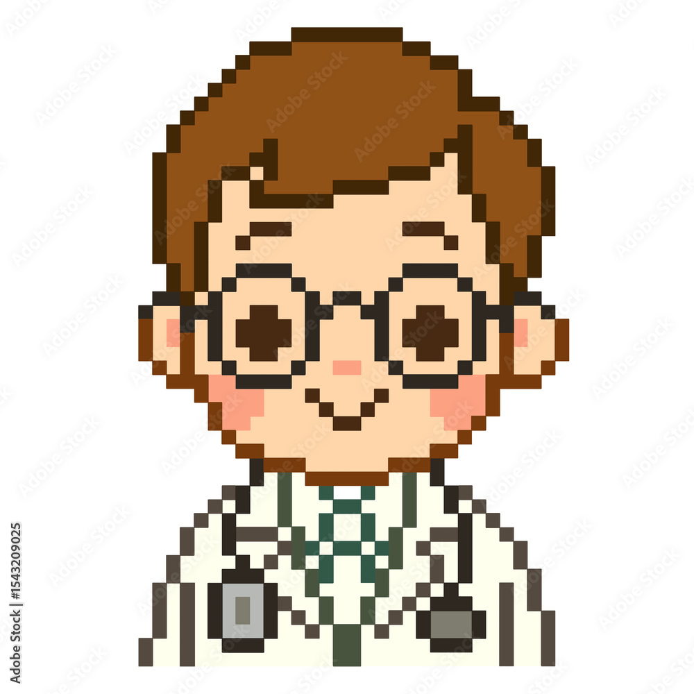Fototapeta premium Flat Design Pixel Art Doctor Illustration