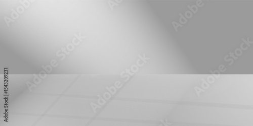 Background White Wall Studio Room with Light,Shadow on Table Top,Grey Backdrop for Spring,Summer product presentation.eps 10