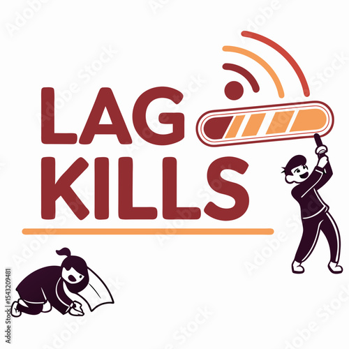 Lag kills funny illustration kids wifi internet problem transparent background