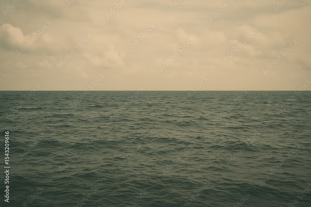 Obraz premium Ocean Horizon Under a Grey Sky