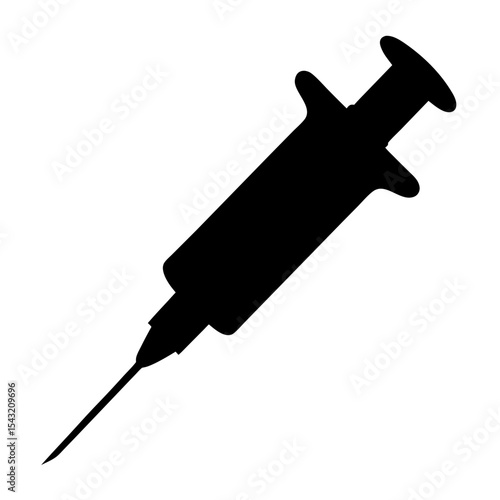 Black Silhouette Image of a Hypodermic Needle Ready for an Injection