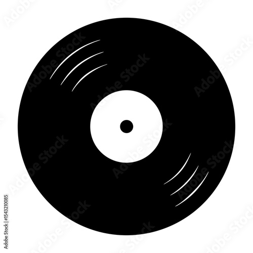 Vinyl record illustration in black and white creating a musical nostalgia