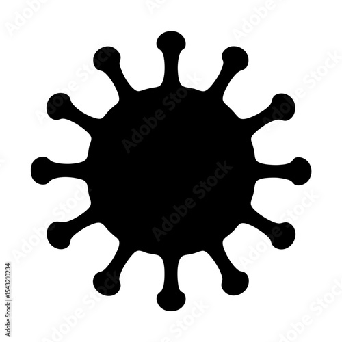 Black silhouette of a pathogen virus cell with spike proteins on surface