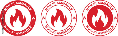 Non Flammable Sticker Label – Safety Icon Stamp Vector for Packaging