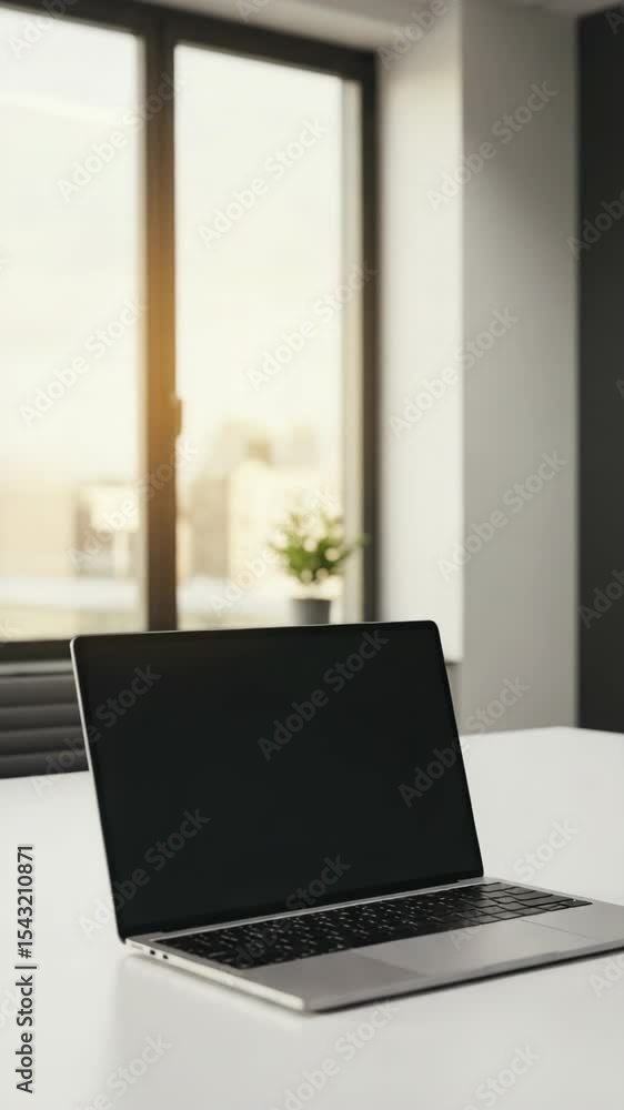 custom made wallpaper toronto digitalModern laptop on office desk with a plant and sunlight background  