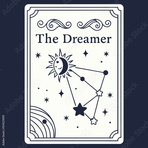Celestial dreamer card sun moon stars mystic design