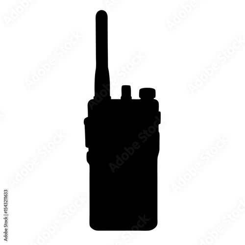 A black silhouette of a portable twoway radio communication device