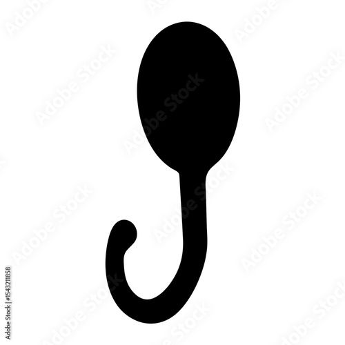 Stylized black maraca design on white background, resembling a musical instrument