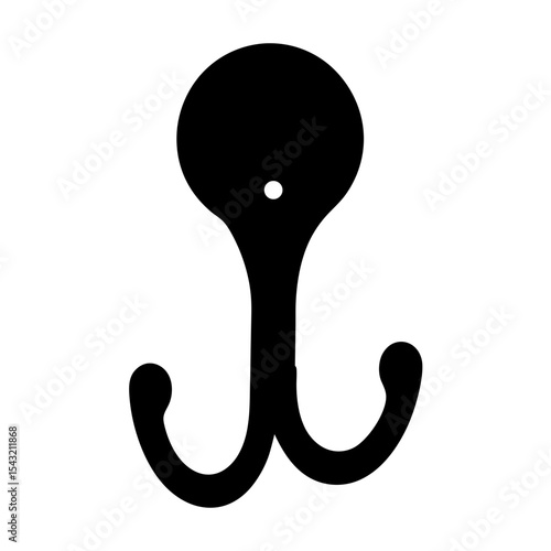 Elegant black coat hook silhouette with a double hook design on white background