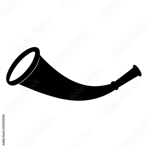 Simple black silhouette illustration of a cornucopia, or horn of plenty