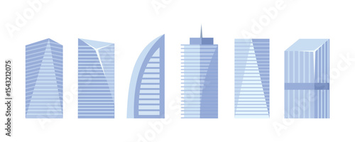 Urban building collection. Modern apartment building. City landscape building. Real estate. Down town. Facade buildings