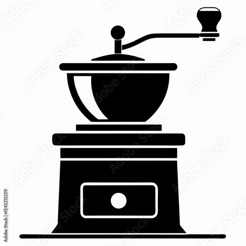 coffee grinder silhouette vector black on white background