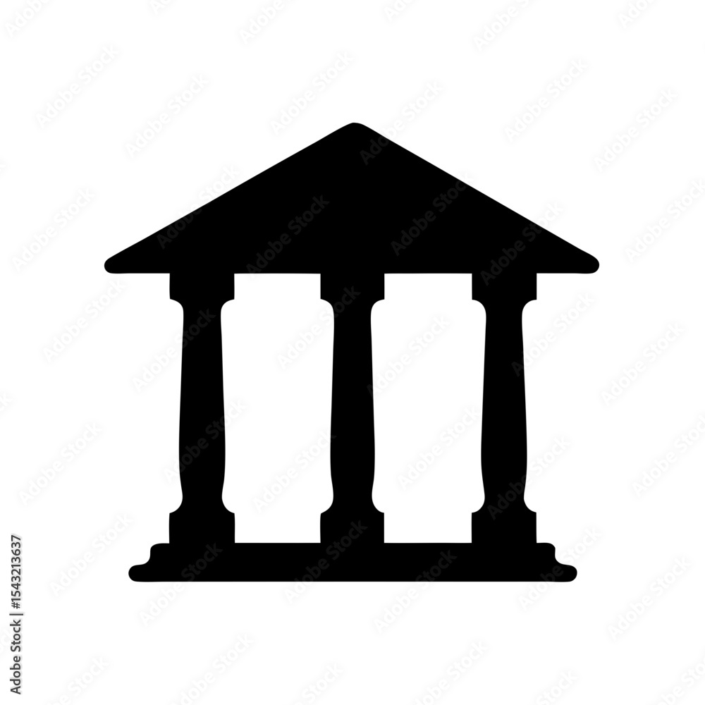 A Minimalist Black and White Depiction of a Classical Building Facade A Minimalist Black and White Depiction of a Classical Building Facade