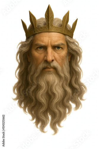 Portrait of a Bearded King with Golden Crown