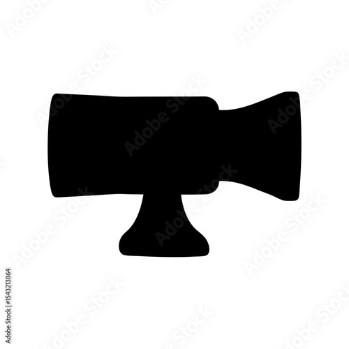 Simple Black Silhouette Illustration of an Old Movie Camera on White