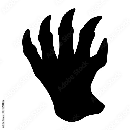 Silhouette of a predatory animal claw or hand with sharp talons
