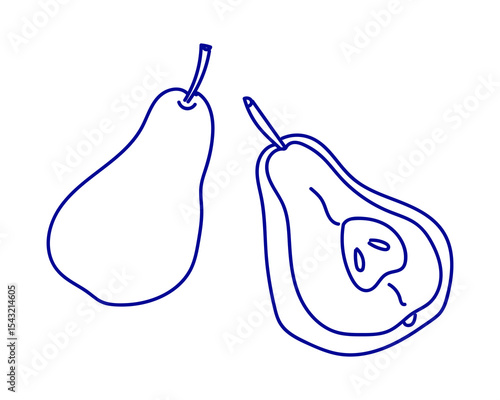 Outline drawings of ripe pears on a plain background showcasing their unique shapes and details