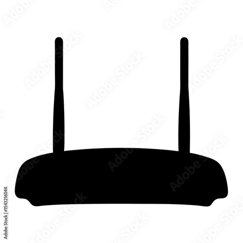 Black Silhouette Depicting a Wireless Router with Two Antennas for Connectivity
