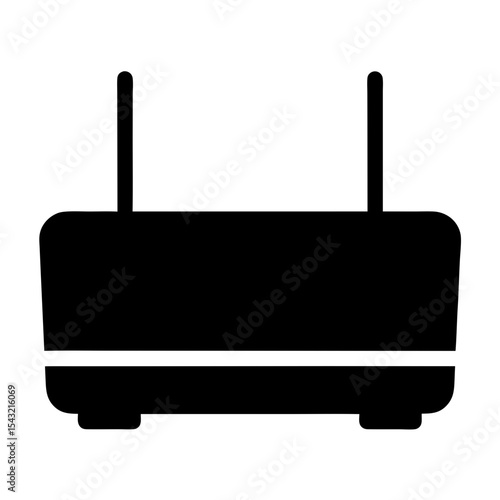 Black wifi router illustration with two antennas for wireless network access