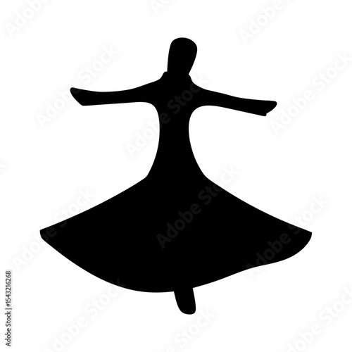 Silhouette of a Whirling Dervish Dancer in Deep Meditation and Spiritual Ecstasy