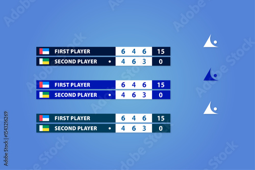 vector banner dark blue with players logo and flags for tennis