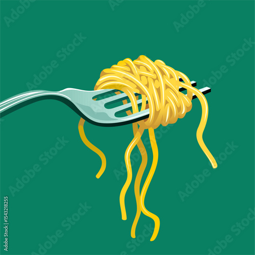 Spaghetti on fork