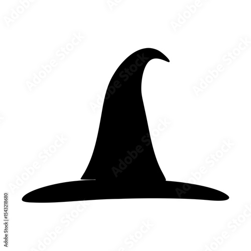 A captivating black silhouette of a classic Halloween witch hat