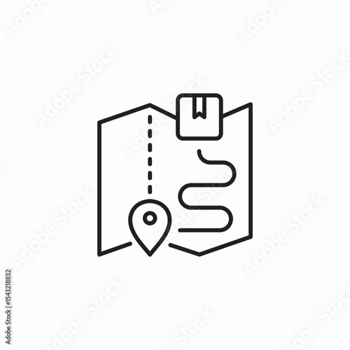 package box route icon sign vector