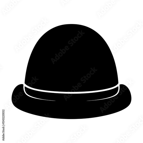 Simple black bowler hat illustration with a sleek and elegant silhouette