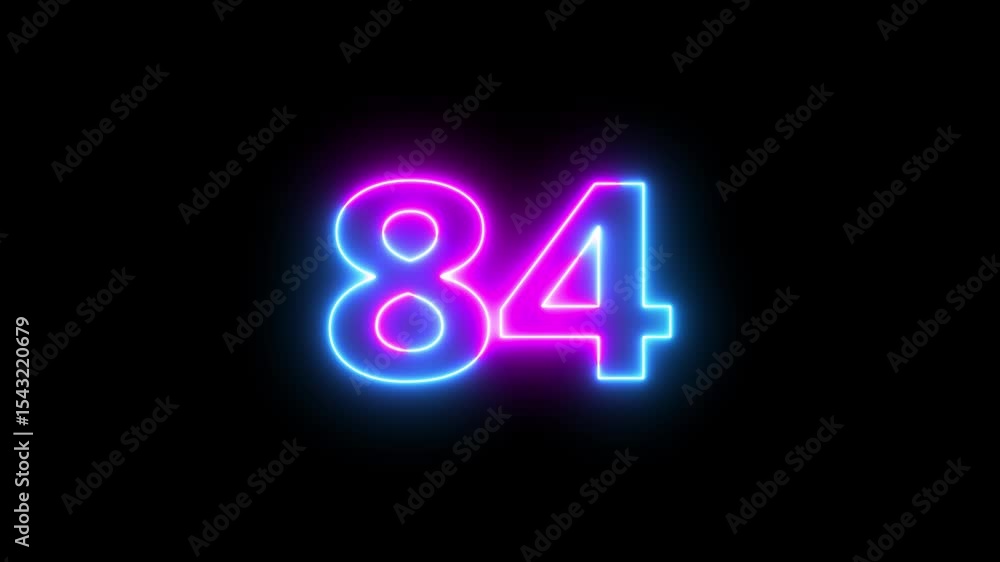 Abstract Glowing Neon Text 84 Number Countdown Icon. Glowing Blue Neon Countdown Timer Number Video 4K Animation. Abstract Glowing Neon Text 84 Number Countdown Icon. Glowing Blue Neon Countdown Timer Number Video 4K Animation.