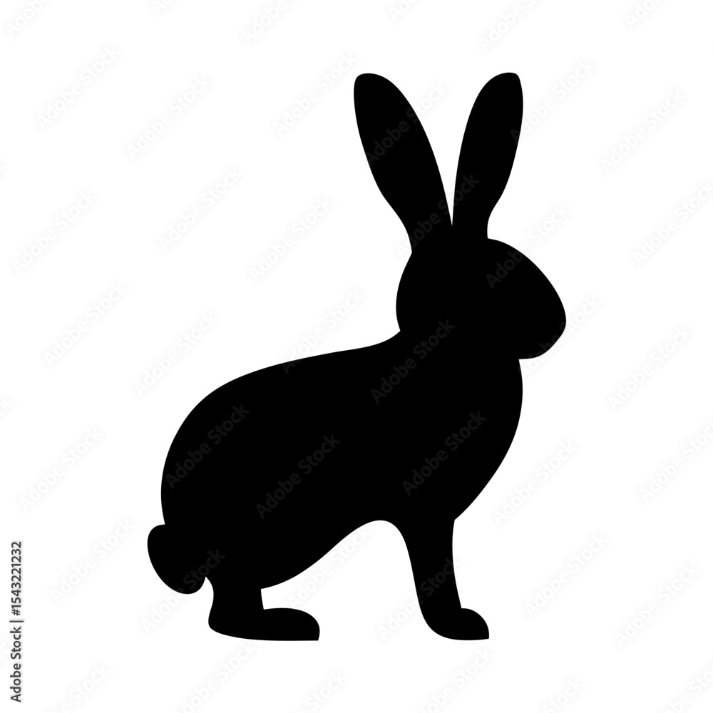 Obraz premium A black silhouette of a rabbit standing on a white background