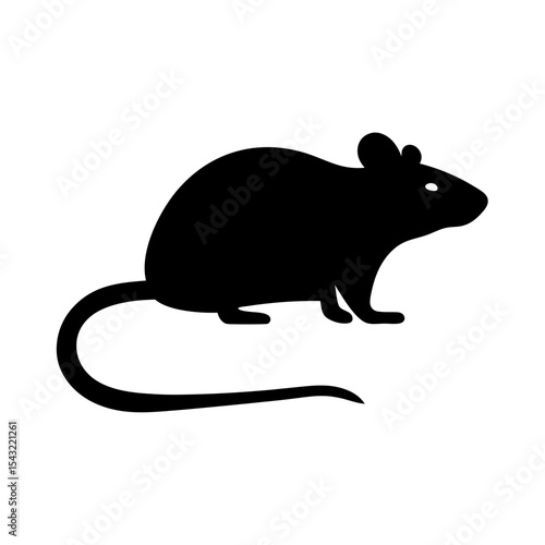 Black silhouette of a rodent, possibly a rat or a mouse, isolated