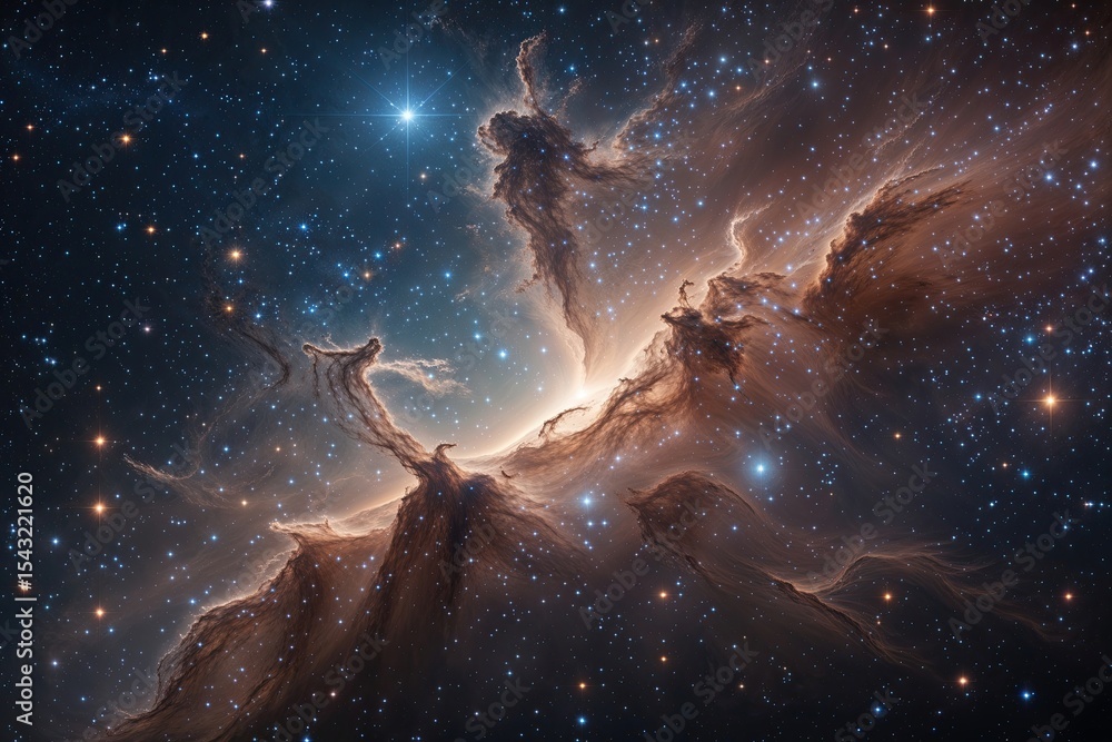 Fototapeta premium Stunning Cosmic Nebula Glimmers Across Space and Time in a Starry Night Sky