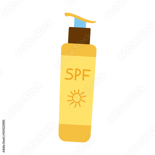 Sunscreen bottle designed for sun protection during outdoor activities in summertime