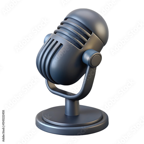Retro microphone 3d render isolated on transparent background