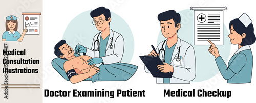 Wallpaper Mural Medical consultation illustrations doctor examining patient medical checkup healthcare professionals
 Torontodigital.ca
