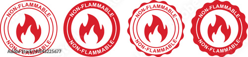Non Flammable Label – Safety Icon Stamp Vector for Packaging
