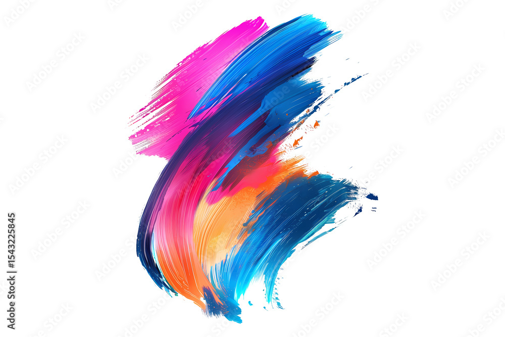 Obraz premium Abstract colourful brush stroke, paint splash, 3d creative smear, dynamic splatter, colorful curl, artistic ribbon, isolated on black background , Colourful sneaker illustration Colourful strokes with